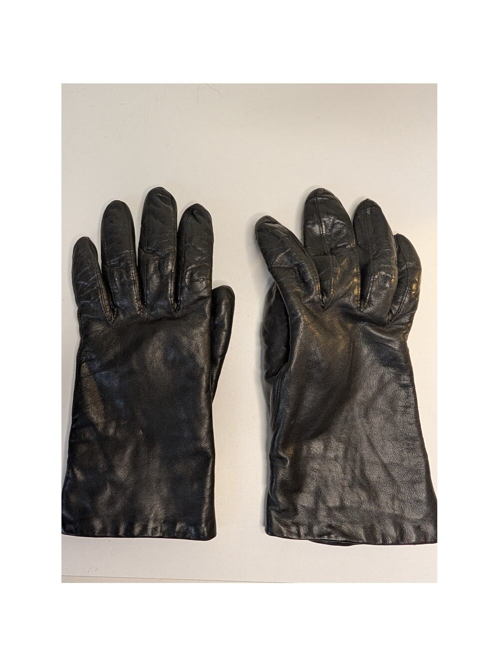 Vintage Aris Black Leather Gloves Thinsulate Lined Isotoner Winter Size 7